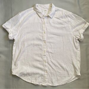 Aritzia Wilfred Free White Gauze Button Down Shirt Short Sleeve Women’s XL